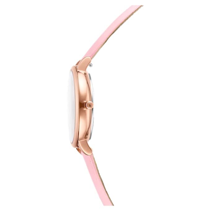 Reloj Teddy de fabricación suiza, correa de piel, rosa, acabado en tono oro rosa Reloj Teddy de fabricación suiza, correa de piel, rosa, acabado en tono oro rosa