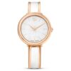 Reloj tipo brazalete Crystalline, fabricación suiza, correa metálica, blanco, acabado en tono oro rosa Reloj tipo brazalete Crystalline, fabricación suiza, correa metálica, blanco, acabado en tono oro rosa