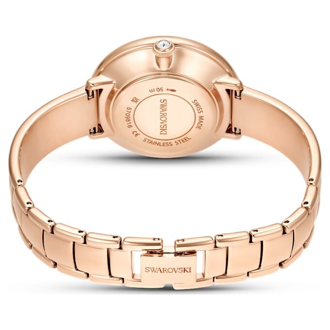 Reloj tipo brazalete Crystalline, fabricación suiza, correa metálica, blanco, acabado en tono oro rosa Reloj tipo brazalete Crystalline, fabricación suiza, correa metálica, blanco, acabado en tono oro rosa