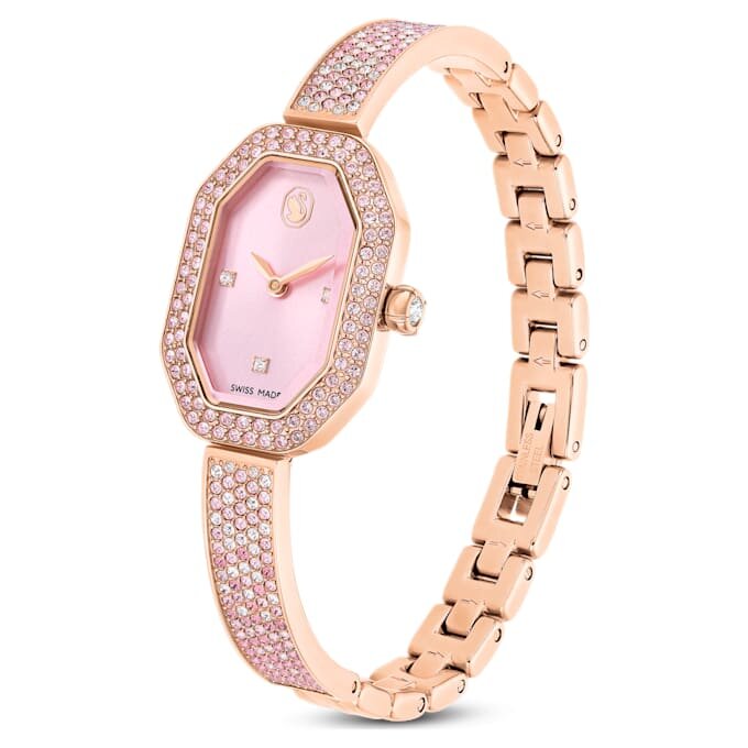 Reloj tipo brazalete Dextera de fabricación suiza, correa metálica, rosa, chapado en tono oro rosa Reloj tipo brazalete Dextera de fabricación suiza, correa metálica, rosa, chapado en tono oro rosa