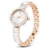 Reloj tipo brazalete Matrix, fabricado en Suiza, con pulsera de cristales, blanco, acabado en tono oro rosa Reloj tipo brazalete Matrix, fabricado en Suiza, con pulsera de cristales, blanco, acabado en tono oro rosa