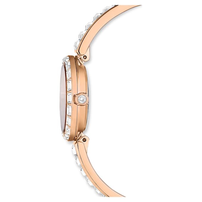 Reloj tipo brazalete Matrix, fabricado en Suiza, con pulsera de cristales, blanco, acabado en tono oro rosa Reloj tipo brazalete Matrix, fabricado en Suiza, con pulsera de cristales, blanco, acabado en tono oro rosa