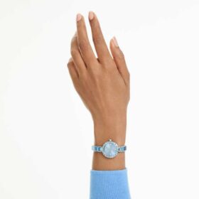 Reloj tipo brazalete Matrix, fabricado en Suiza, con pulseras de cristales, azul, acero inoxidable
