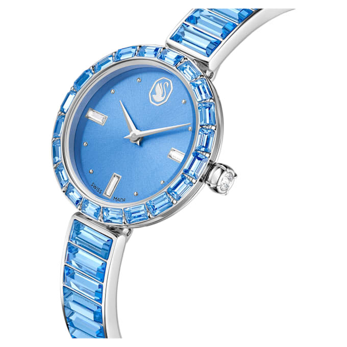 Reloj tipo brazalete Matrix, fabricado en Suiza, con pulseras de cristales, azul, acero inoxidable Reloj tipo brazalete Matrix, fabricado en Suiza, con pulseras de cristales, azul, acero inoxidable