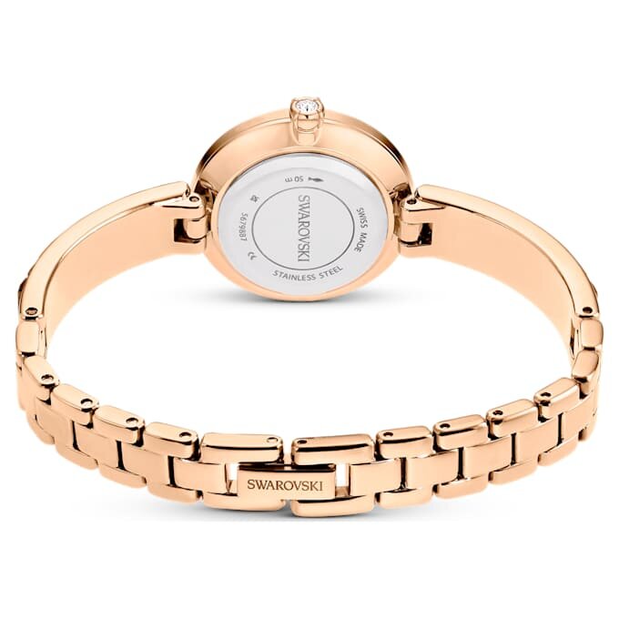 Reloj tipo brazalete Matrix, fabricado en Suiza, con pulseras de cristales, gris, acabado en tono oro rosa Reloj tipo brazalete Matrix, fabricado en Suiza, con pulseras de cristales, gris, acabado en tono oro rosa