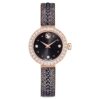 Reloj tipo brazalete Matrix Pearl, fabricado en Suiza, con pulsera de cristales, negro, acabado en tono oro rosa Reloj tipo brazalete Matrix Pearl, fabricado en Suiza, con pulsera de cristales, negro, acabado en tono oro rosa