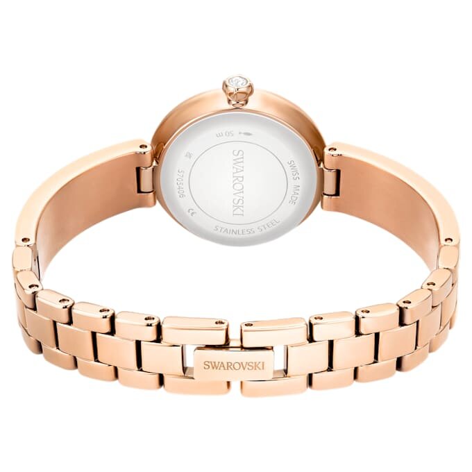 Reloj tipo brazalete Matrix Pearl, fabricado en Suiza, con pulseras de cristales, blanco, acabado en tono oro rosa Reloj tipo brazalete Matrix Pearl, fabricado en Suiza, con pulseras de cristales, blanco, acabado en tono oro rosa