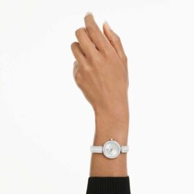 Reloj tipo brazalete Matrix Pearl, fabricado en Suiza, con pulseras de cristales, blanco, acero inoxidable