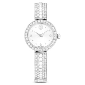 Reloj tipo brazalete Matrix Pearl, fabricado en Suiza, con pulseras de cristales, blanco, acero inoxidable