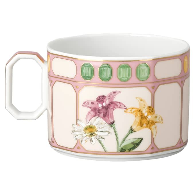 Taza combinada Idyllia con platillo, de porcelana, con motivo de cristal, ramo de flores, multicolor Taza combinada Idyllia con platillo, de porcelana, con motivo de cristal, ramo de flores, multicolor