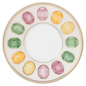 Taza de café espresso Idyllia con platillo, porcelana, motivo de cristales, color limón, multicolor