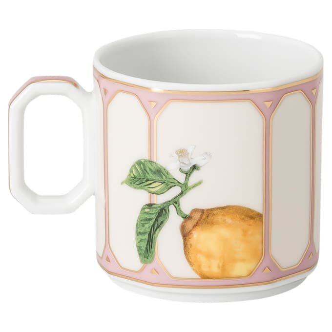 Taza de café espresso Idyllia con platillo, porcelana, motivo de cristales, color limón, multicolor Taza de café espresso Idyllia con platillo, porcelana, motivo de cristales, color limón, multicolor