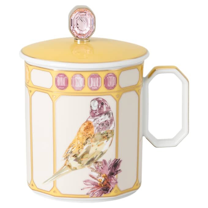 Taza de porcelana Idyllia, motivo de cristal, pinzón, amarillo Taza de porcelana Idyllia, motivo de cristal, pinzón, amarillo