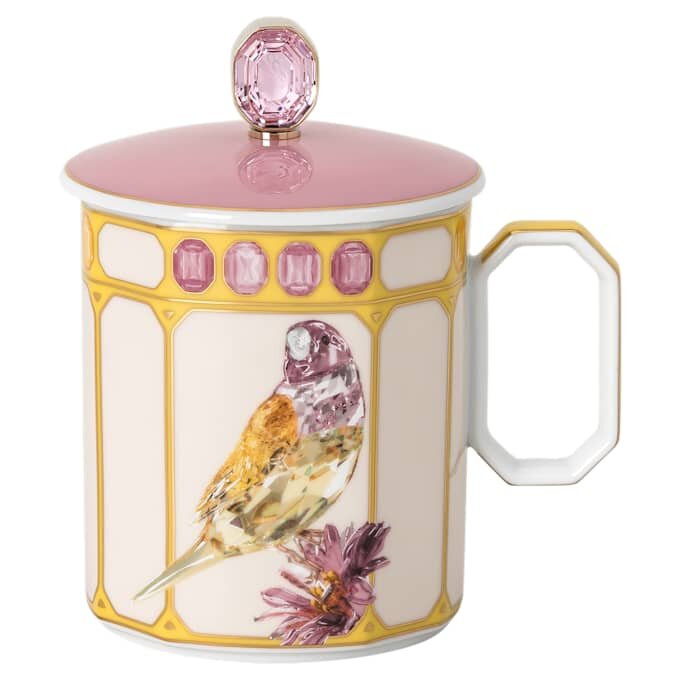 Taza de porcelana Idyllia, motivo de cristal, pinzón, amarillo Taza de porcelana Idyllia, motivo de cristal, pinzón, amarillo