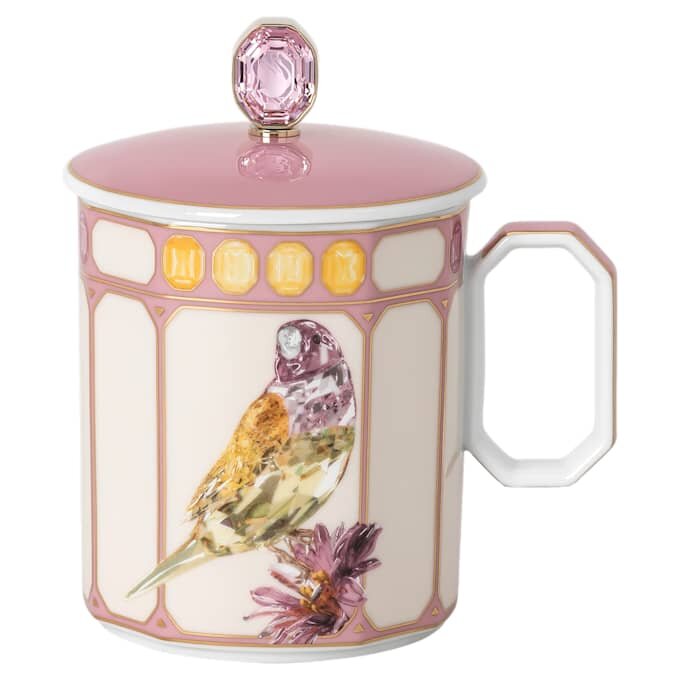 Taza de porcelana Idyllia, motivo de cristales, pinzón, rosa Taza de porcelana Idyllia, motivo de cristales, pinzón, rosa