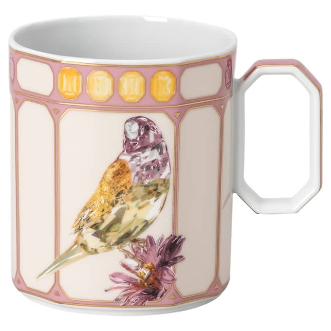 Taza de porcelana Idyllia, motivo de cristales, pinzón, rosa Taza de porcelana Idyllia, motivo de cristales, pinzón, rosa