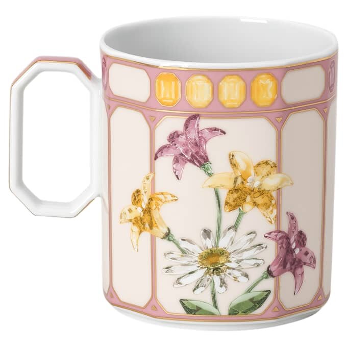 Taza de porcelana Idyllia, motivo de cristales, pinzón, rosa Taza de porcelana Idyllia, motivo de cristales, pinzón, rosa