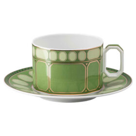 Taza de té con platillo Signum, de porcelana, verde Taza de té con platillo Signum, de porcelana, verde
