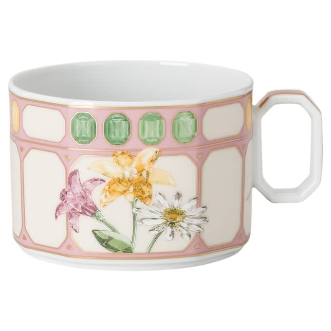 Taza de té Idyllia con platillo, porcelana, motivo de cristal, ramo de flores, multicolor Taza de té Idyllia con platillo, porcelana, motivo de cristal, ramo de flores, multicolor