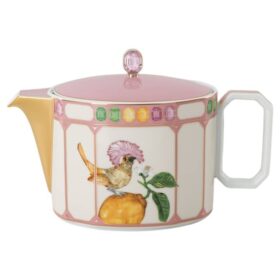 Tetera Idyllia de porcelana, motivo de cristal, pájaro, multicolor