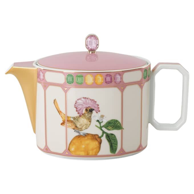 Tetera Idyllia de porcelana, motivo de cristal, pájaro, multicolor Tetera Idyllia de porcelana, motivo de cristal, pájaro, multicolor