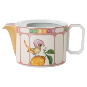 Tetera Idyllia de porcelana, motivo de cristal, pájaro, multicolor