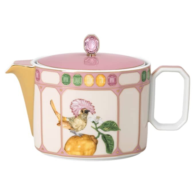 Tetera Idyllia de porcelana, motivo de cristales, papamoscas, pequeña, multicolor Tetera Idyllia de porcelana, motivo de cristales, papamoscas, pequeña, multicolor