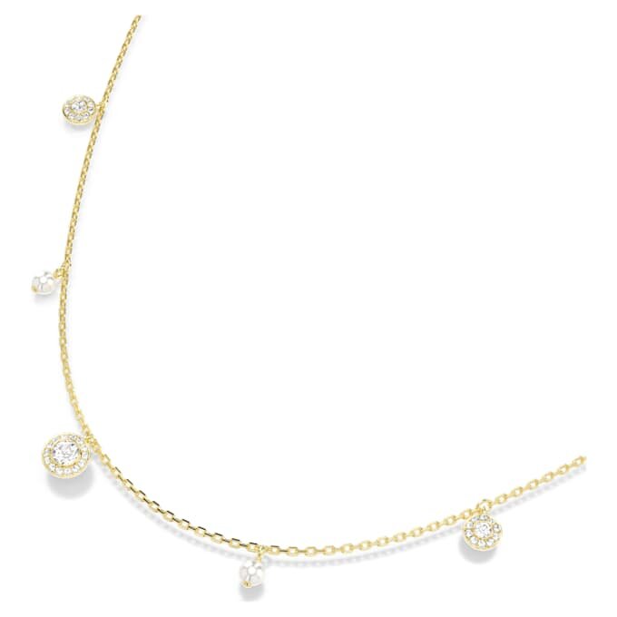 Una Angelic Strandage Crystal Pearl, talla redonda, blanco, chapado en tono dorado Una Angelic Strandage Crystal Pearl, talla redonda, blanco, chapado en tono dorado
