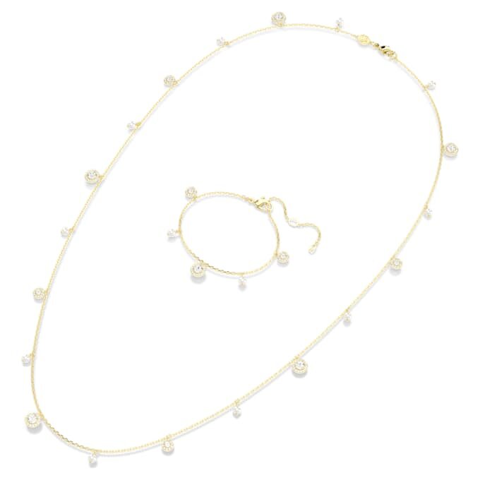 Una Angelic Strandage Crystal Pearl, talla redonda, blanco, chapado en tono dorado Una Angelic Strandage Crystal Pearl, talla redonda, blanco, chapado en tono dorado